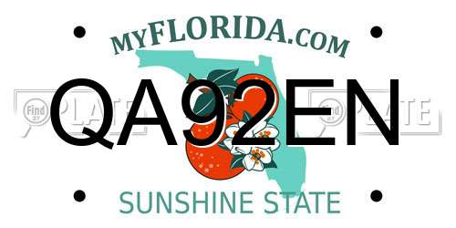 QA92EN Florida License Plate