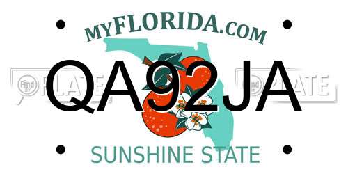 QA92JA Florida License Plate