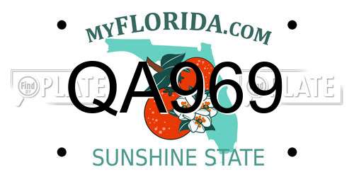 QA969 Florida License Plate