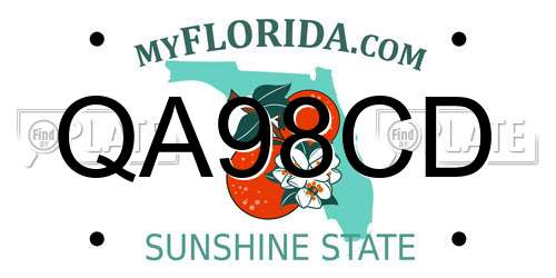 QA98CD Florida License Plate