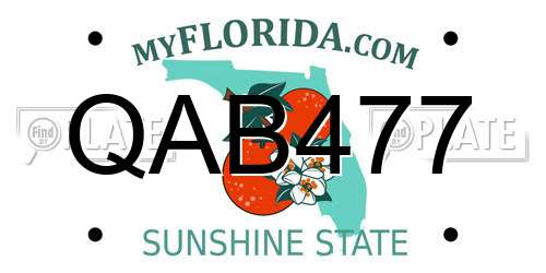 QAB477 Florida License Plate