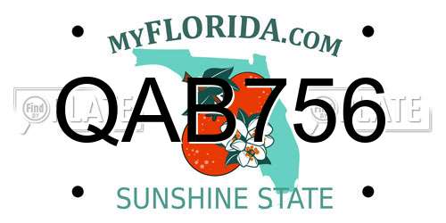QAB756 Florida License Plate