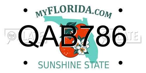QAB786 Florida License Plate