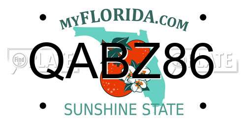 QABZ86 Florida License Plate