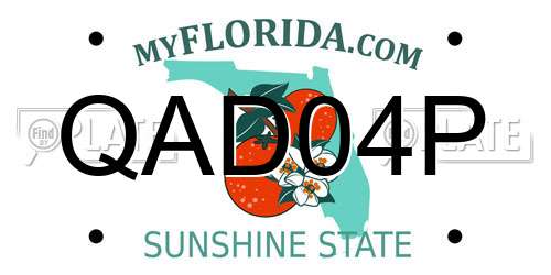 QAD04P Florida License Plate