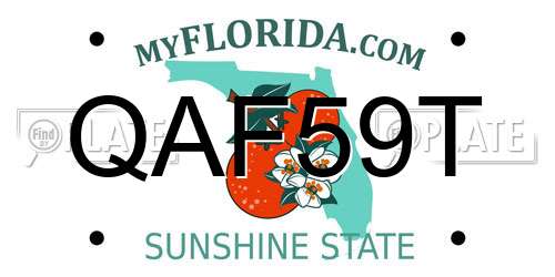 QAF59T Florida License Plate