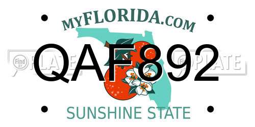 QAF892 Florida License Plate