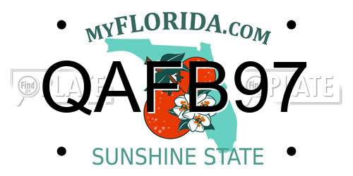 QAFB97 Florida License Plate