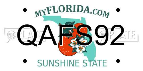 QAFS92 Florida License Plate