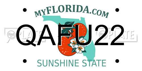 QAFU22 Florida License Plate