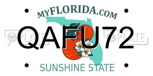 QAFU72 Florida License Plate
