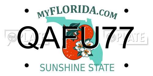 QAFU77 Florida License Plate