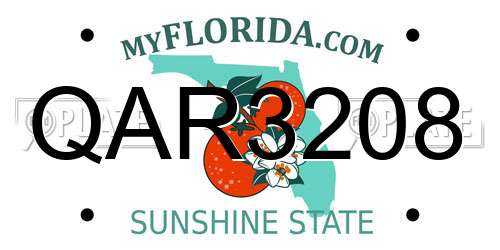QAR3208 Florida License Plate