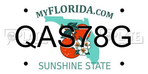 QAS78G Florida License Plate