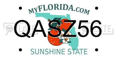 QASZ56 Florida License Plate