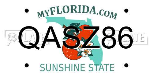 QASZ86 Florida License Plate