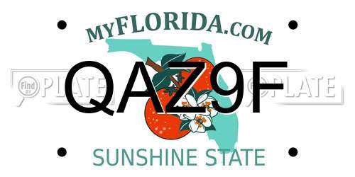 QAZ9F Florida License Plate
