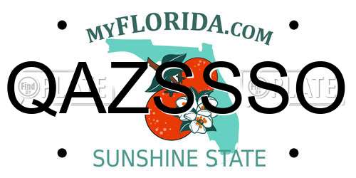 QAZSSSO Florida License Plate