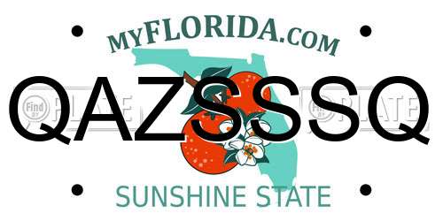 QAZSSSQ Florida License Plate