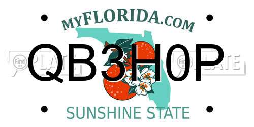 QB3H0P Florida License Plate