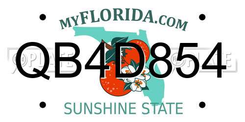 QB4D854 Florida License Plate