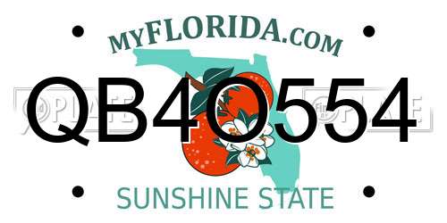 QB4O554 Florida License Plate