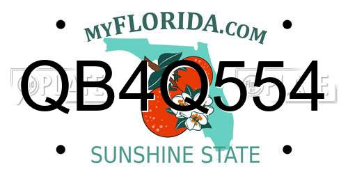 QB4Q554 Florida License Plate