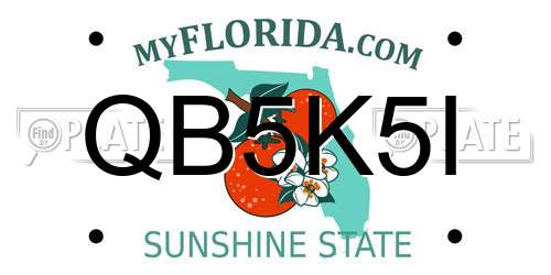 QB5K5I Florida License Plate