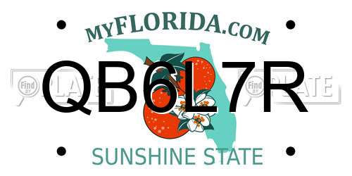 QB6L7R Florida License Plate