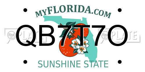 QB7T7O Florida License Plate