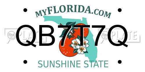 QB7T7Q Florida License Plate