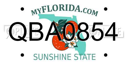 QBA0854 Florida License Plate