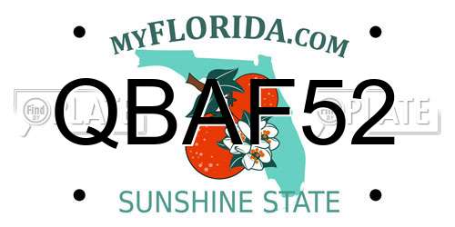 QBAF52 Florida License Plate