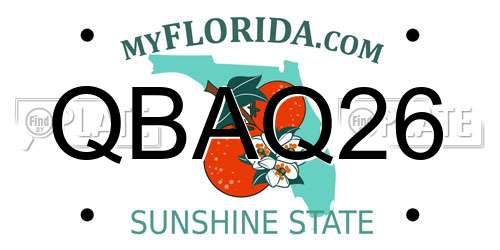 QBAQ26 Florida License Plate
