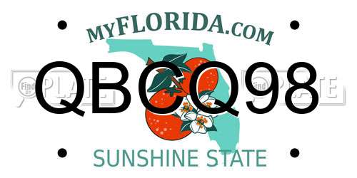 QBCQ98 Florida License Plate