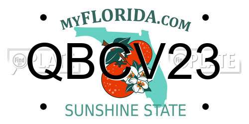 QBCV23 Florida License Plate