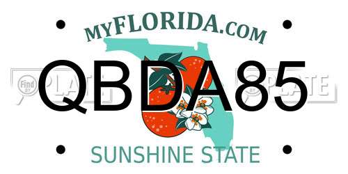 QBDA85 Florida License Plate