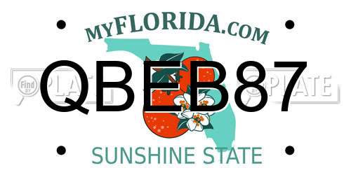 QBEB87 Florida License Plate