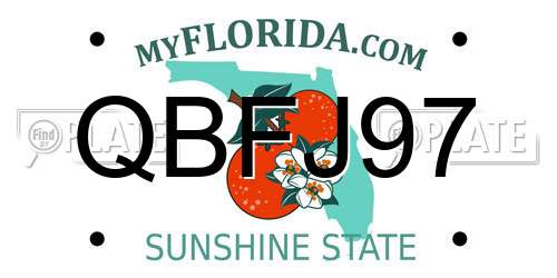 QBFJ97 Florida License Plate