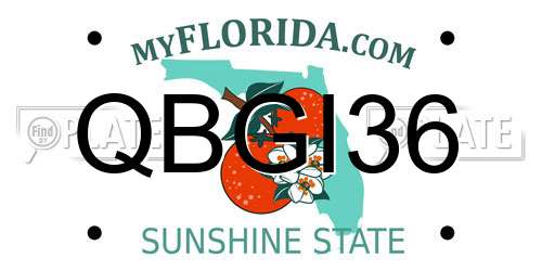 QBGI36 Florida License Plate