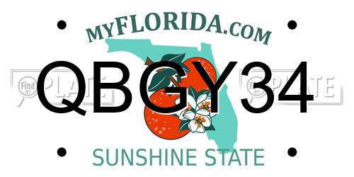 QBGY34 Florida License Plate