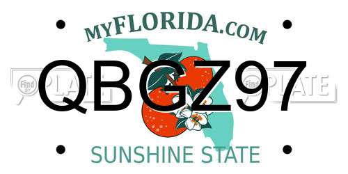 QBGZ97 Florida License Plate