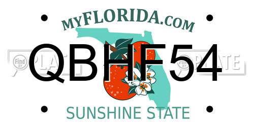 QBHF54 Florida License Plate