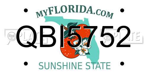 QBI5752 Florida License Plate
