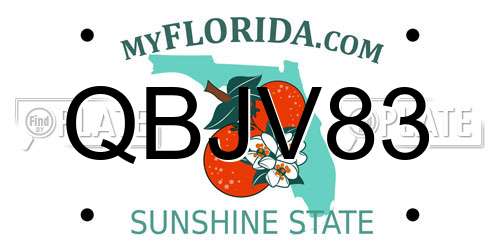 QBJV83 Florida License Plate