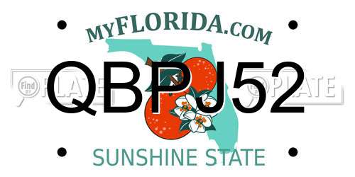 QBPJ52 Florida License Plate