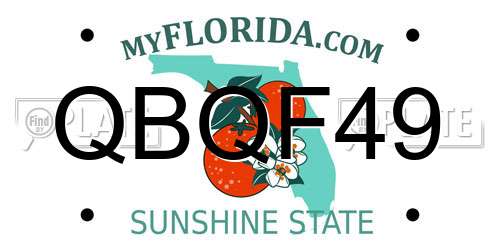 QBQF49 Florida License Plate