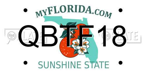 QBTF18 Florida License Plate