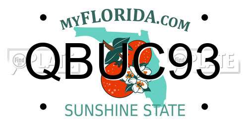 QBUC93 Florida License Plate