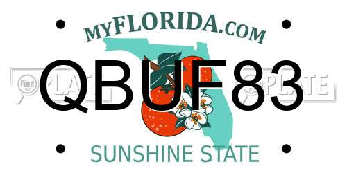 QBUF83 Florida License Plate